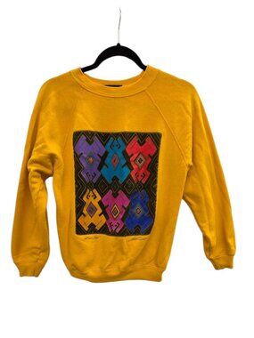 Laurel Burch San Francisco Vintage Frog Crewneck Sweatshirt Size Medium Yellow